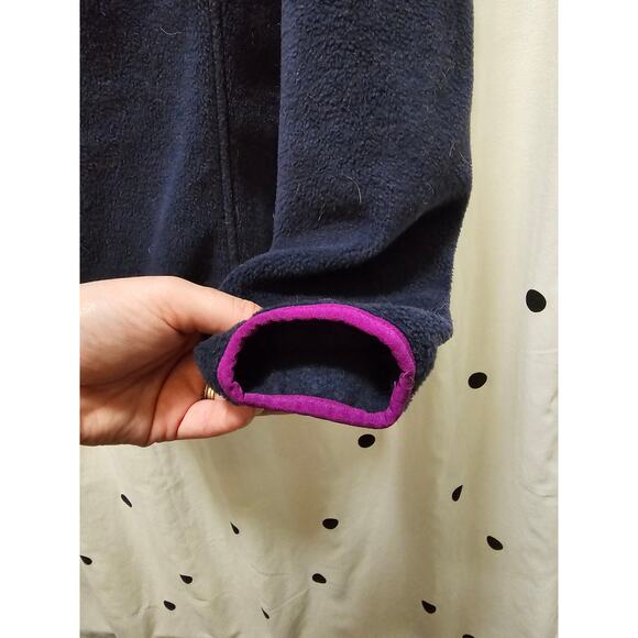 Columbia navy blue fleece pullover 1/4 snap purple trim collared jacket large - Picture 5 of 8